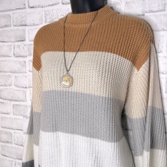 Dreamer’s by Debut Color block Knit Sweater Top Size Small Oversized Loose - Picture 4 of 6